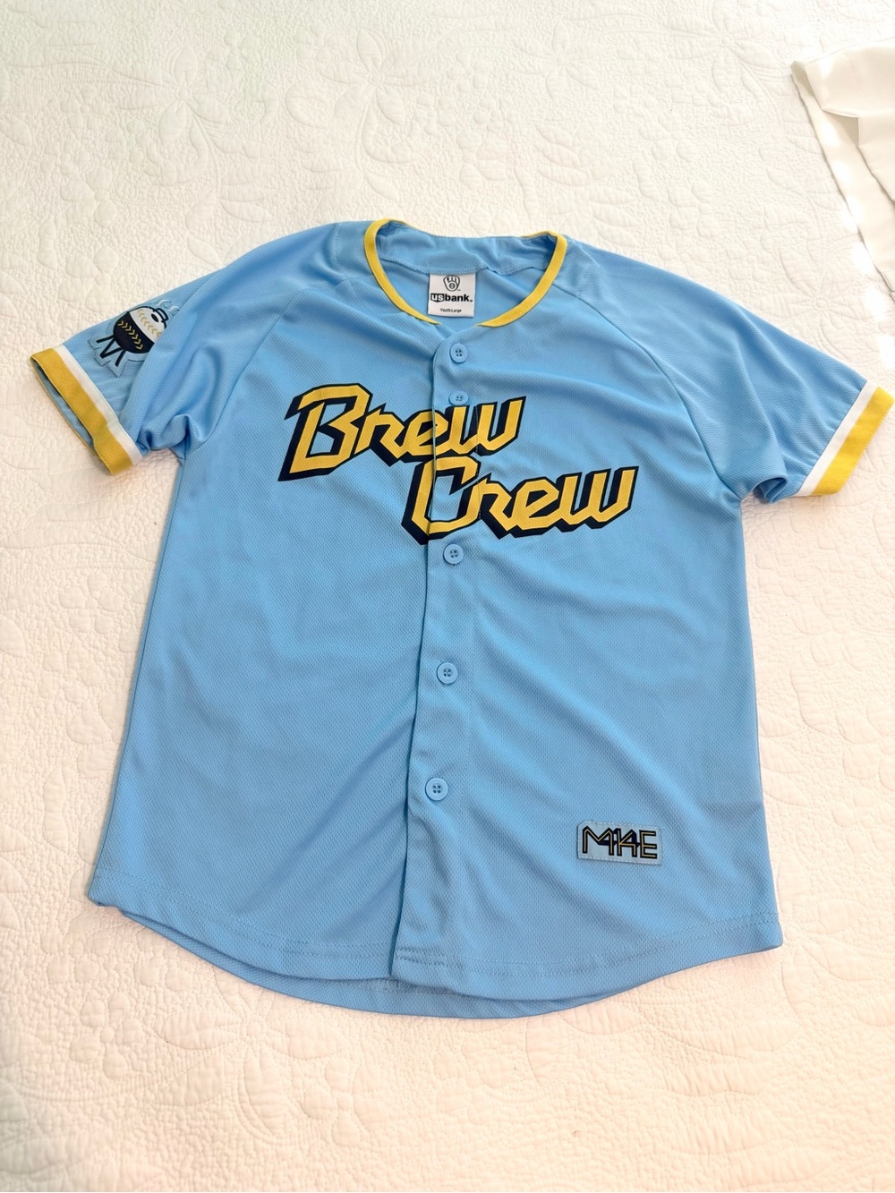 Milwaukee brewers baseball jersey Brew Crew youth large button down MLB Kids